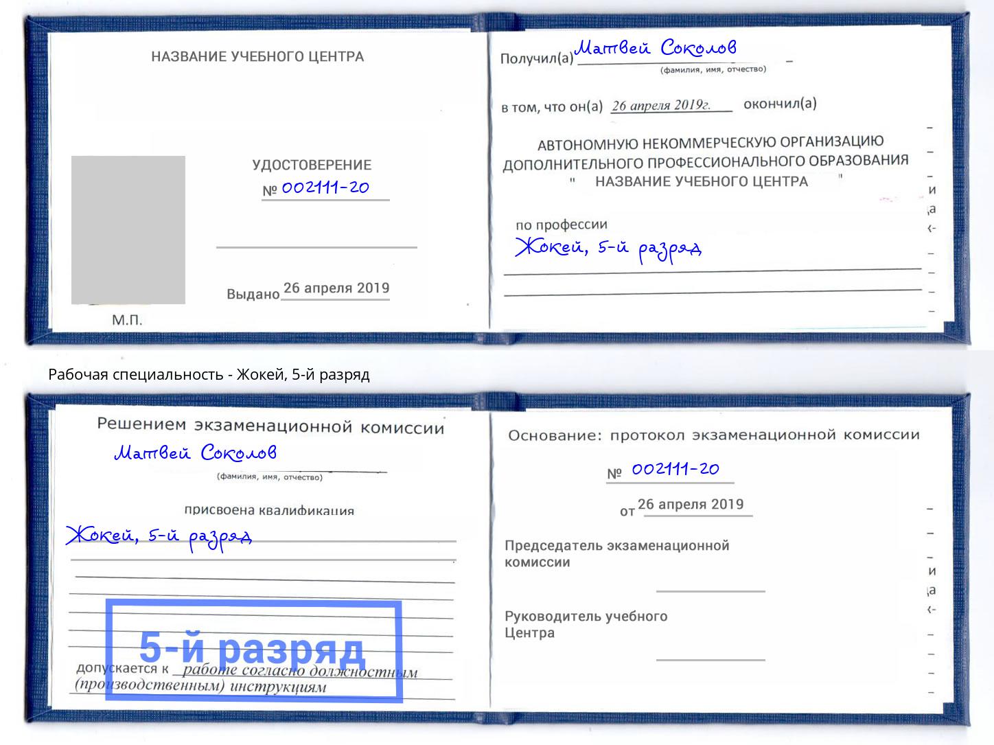 корочка 5-й разряд Жокей Ставрополь