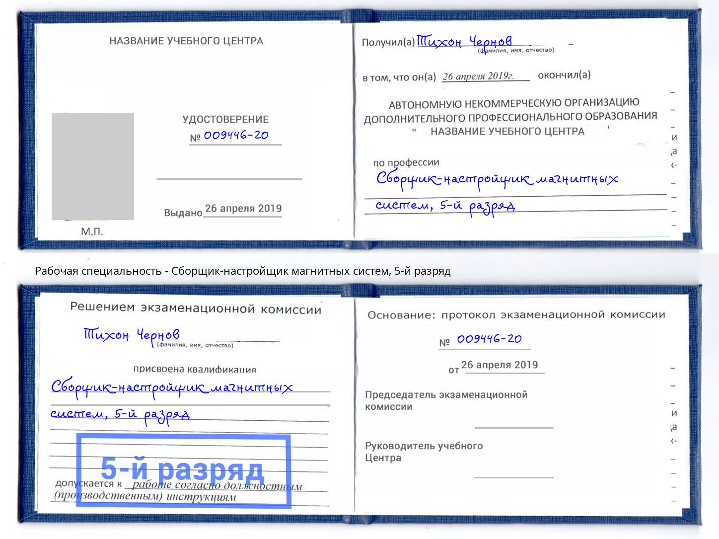 корочка 5-й разряд Сборщик-настройщик магнитных систем Ставрополь